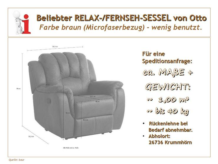 Bild 10: Beliebter LIEGE-, RELAX-, TV-SESSEL (OTTO), Micro-Velouroptik, Breite 96,5 cm, sehr guter Zustand.