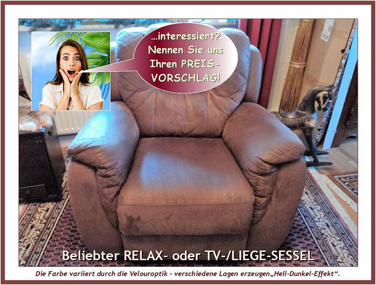 Beliebter RELAX-/LIEGE-SESSEL (OTTO), Micro Velouroptik, B 96,5 cm, sehr guter Zustand.