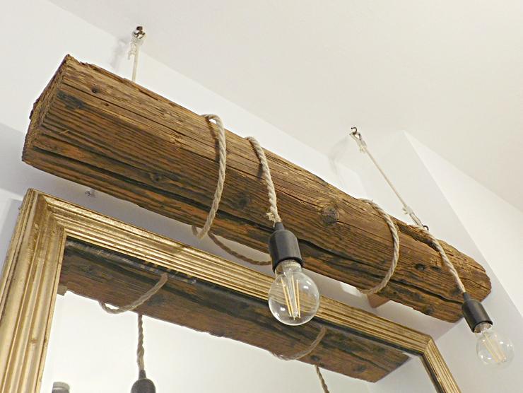 Upcycling vintage rustikal Hängeleuchte balkenlampe shabby chic landhaus Altholz Echtholz - Decken- & Wandleuchten - Bild 8