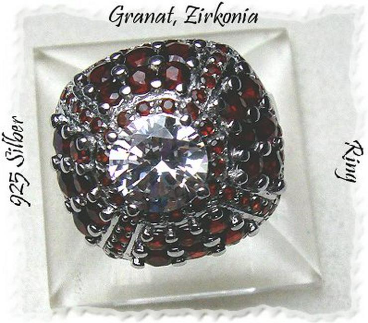 Edelsteinschmuck, Ring, 925 Silber, Granat, Zirkonia - Ringe - Bild 2