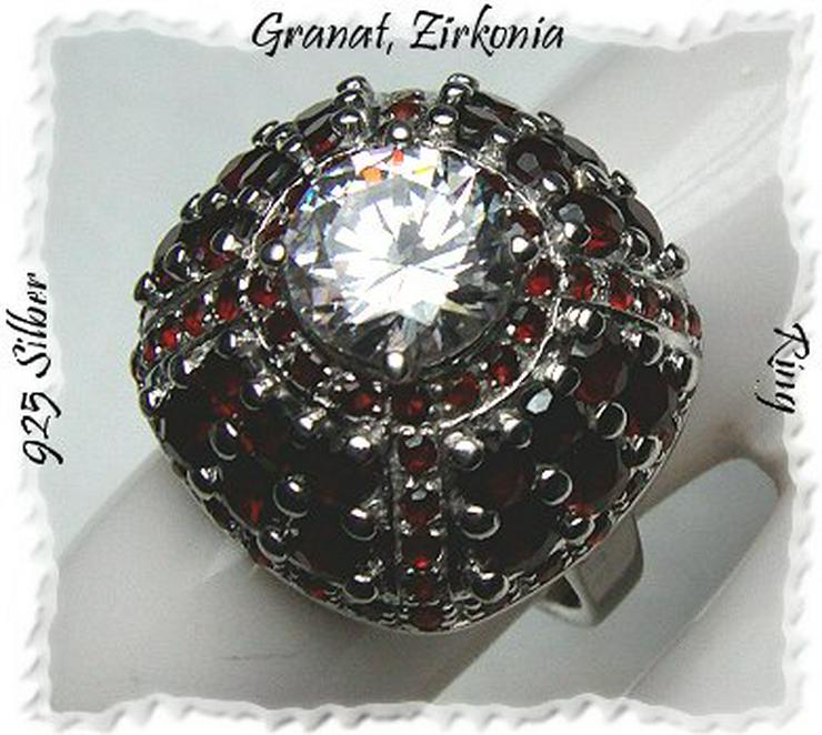 Bild 3: Edelsteinschmuck, Ring, 925 Silber, Granat, Zirkonia