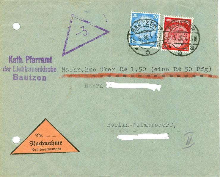 Deutsches Reich gestempelter Brief vom 25.06.1936 Bauzen, wie auf dem Bild zu sehen.  - Deutschland - Bild 1