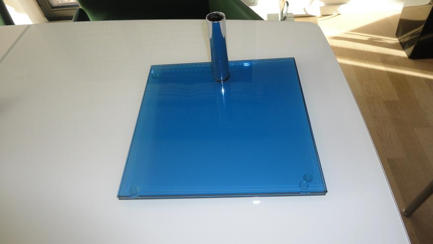 Glasbodenplatte /rechteckig /blau mit Standhülse