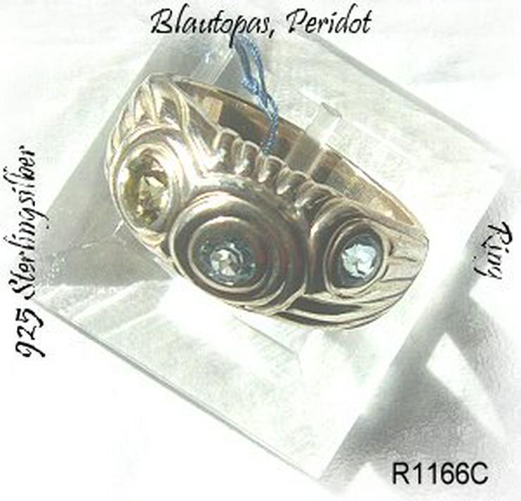Silberschmuck, Ring, 925 Silber, Blautotpa, Peridot
