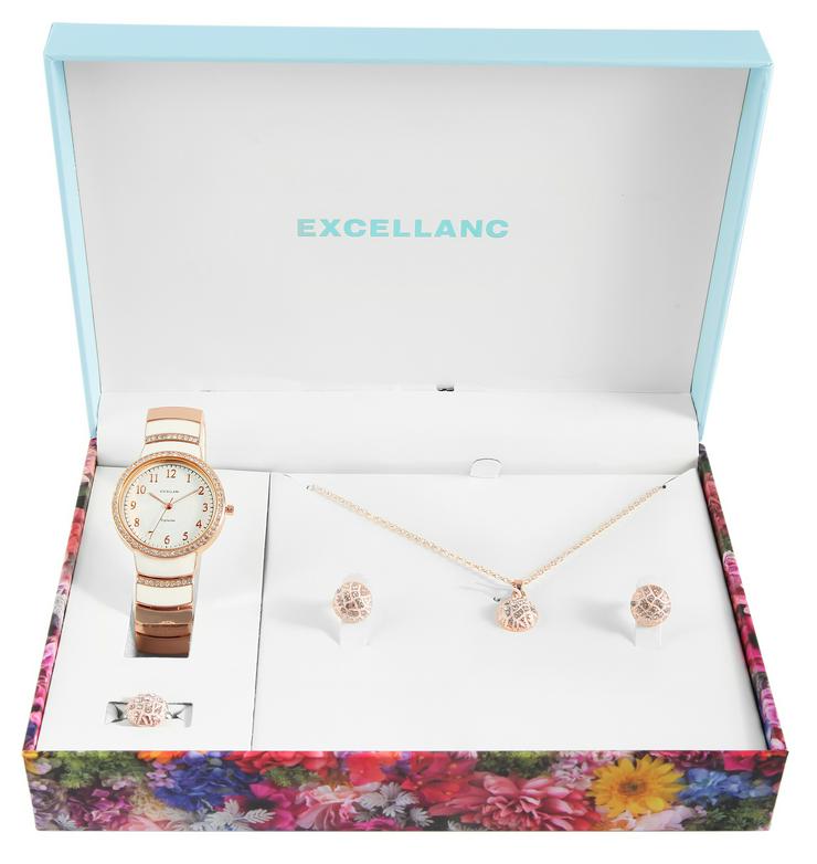  Excellanc Geschenkset mit Damenuhr, Halskette, Ring - Damen Armbanduhren - Bild 2
