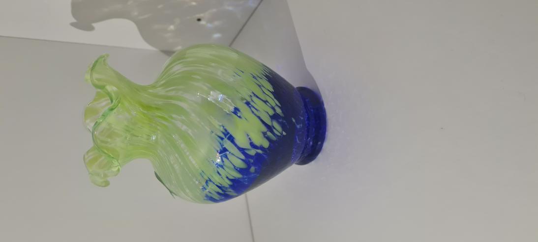 Bild 2: Kleine Blumenvase Blau/Grün Murano Glas