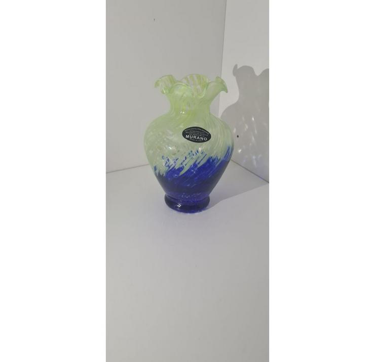 Kleine Blumenvase Blau/Grün Murano Glas
