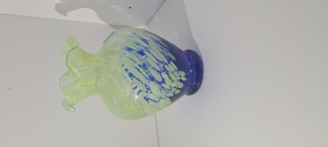 Bild 3: Kleine Blumenvase Blau/Grün Murano Glas