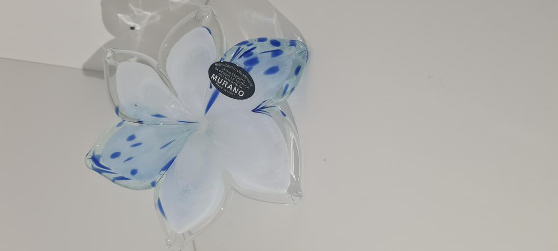 Bild 3: Blüte Weiß/Blau Murano Glas (Dekoration)