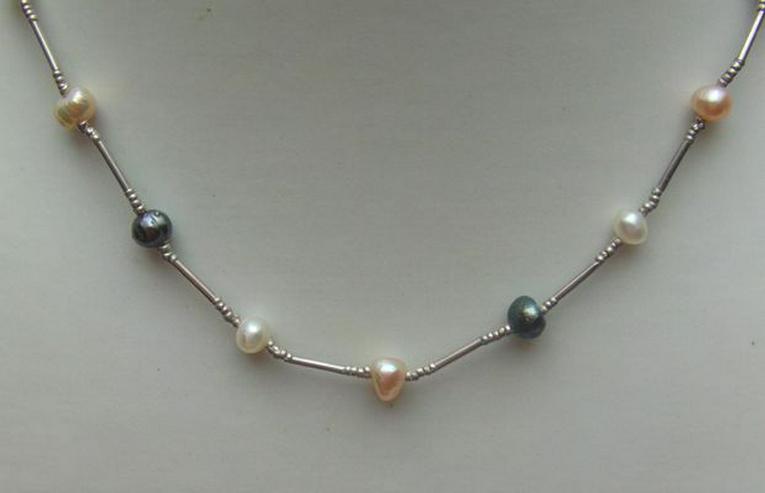 Silberschmuck, Perlencollier, 925 Silber, Süsswasserperlen