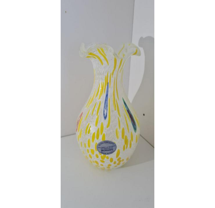 Bild 1: Kleine Blumenvase Gelb Murano Glas