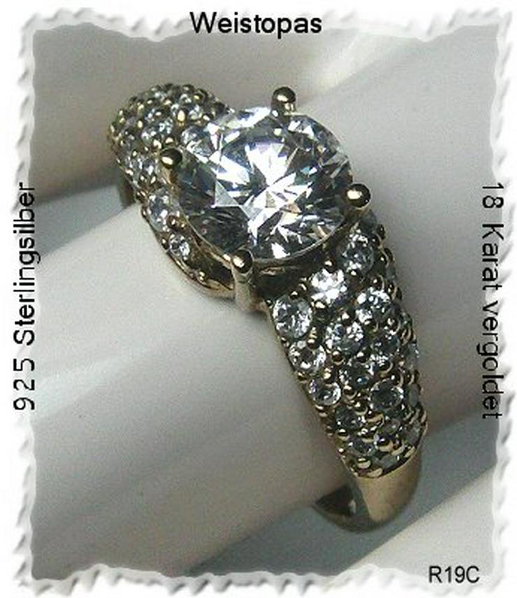 Edelsteinschmuck, Ring 925 Silber, vergoldet, Weistopas - Ringe - Bild 3