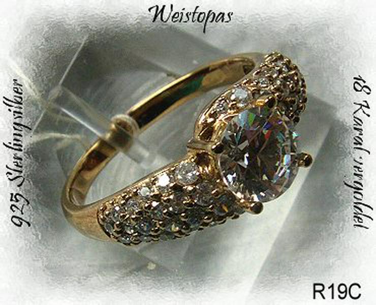 Edelsteinschmuck, Ring 925 Silber, vergoldet, Weistopas - Ringe - Bild 1
