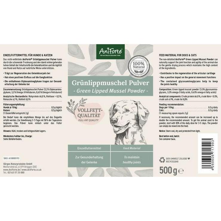 Bild 5: auf Vital-Animal de 1kg Aniforte Grünlippmuschel Pulver - Vollfett-für Gelenkfunktion & Agilität 66,88 (UVP 79,90)