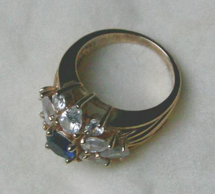 Bild 7: Silberschmuck, Ring 925 Silber, vergoldet, Weistopas, Saphir