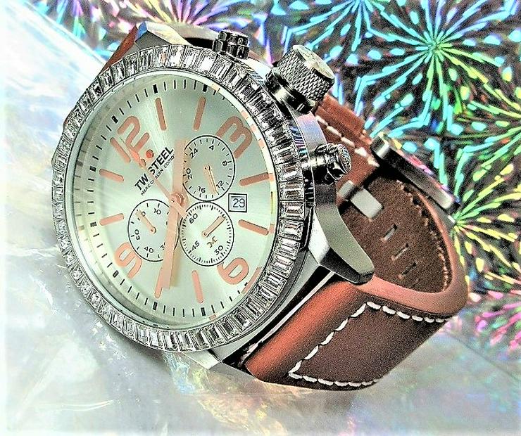 TW Steel XL Damen Herren Chronograph Uhr Edelstahl Leder NEU - Herren Armbanduhren - Bild 2