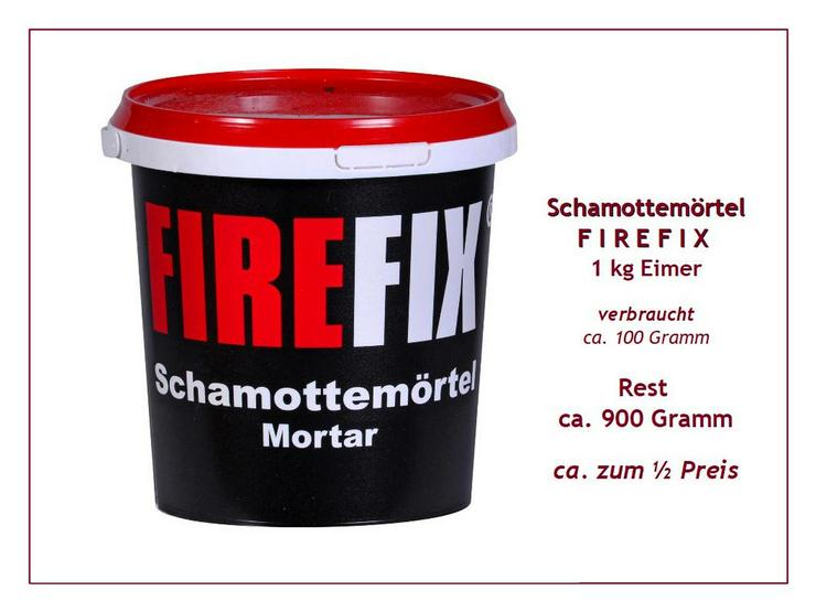 SCHAMOTTEMÖRTEL, Mortar, FIREFIX, 1 kg Eimer, ca. 900 Gramm, nur 1/2 Preis.