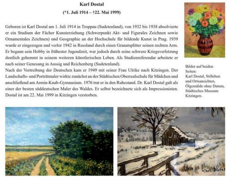 Bild 9: KARL DOSTAL Ölgemälde Fränkischer Maler Kitzingen Öl auf Holz sign. rar selten TOP!