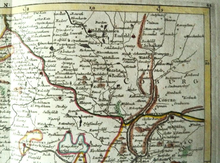Kupferstich Eveché de Wurtzbourg 1759 Le Rouge Atlas Portati Würzburg Bayern sammeln rar antik TOP! - Gemälde & Zeichnungen - Bild 3