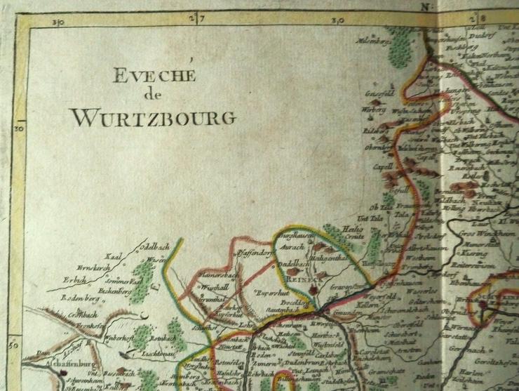 Kupferstich Eveché de Wurtzbourg 1759 Le Rouge Atlas Portati Würzburg Bayern sammeln rar antik TOP! - Gemälde & Zeichnungen - Bild 2