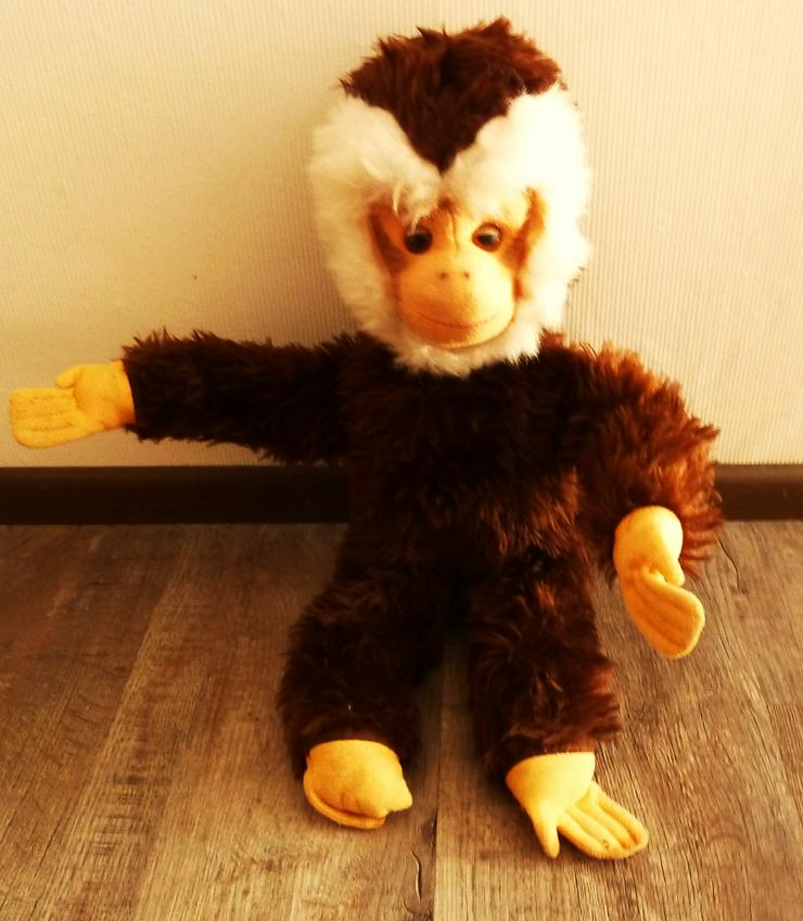 alter Affe Schimpanse Stofftier Plüschtier vintage 50 cm 70er sammeln rar TOP! - Teddybären & Kuscheltiere - Bild 4