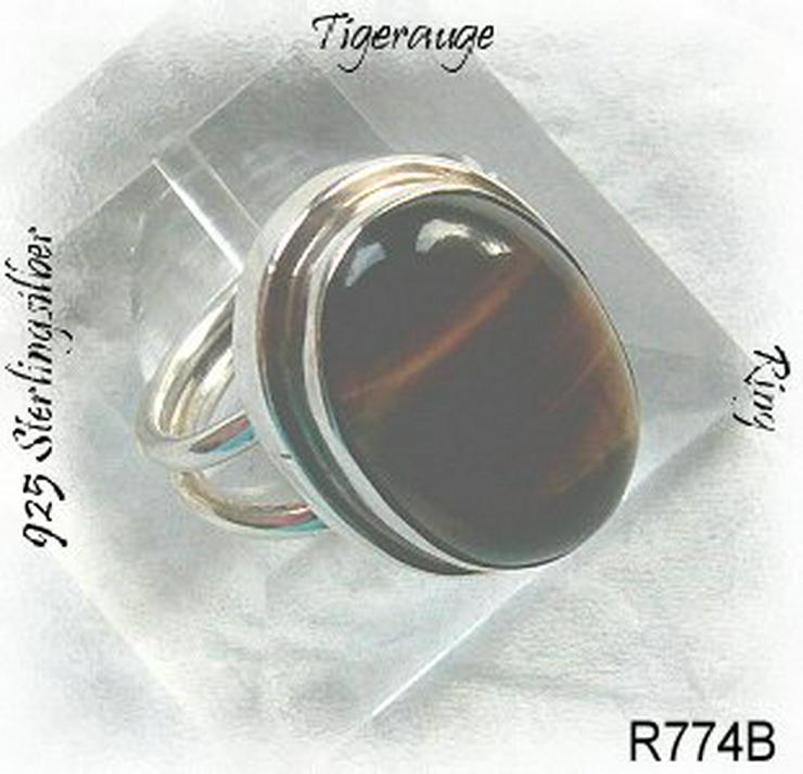 Bild 1: Edelsteinschmuck, Ring 925 Silber,Tigerauge