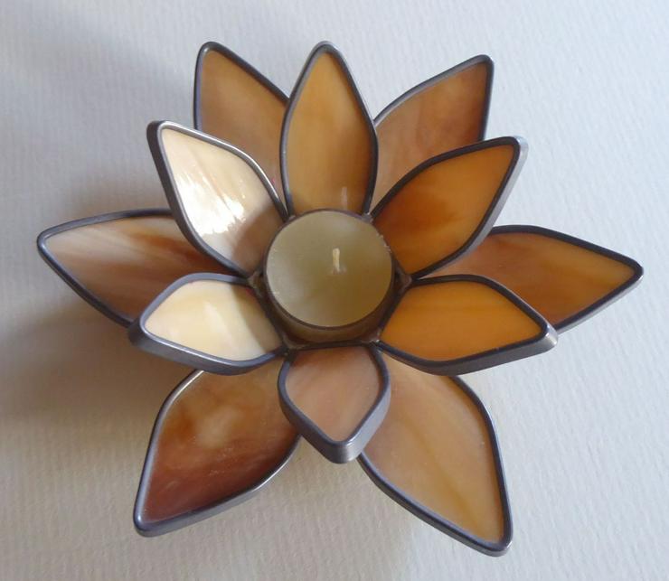 Tiffany Seerosenteelichthalter   braunes Glas