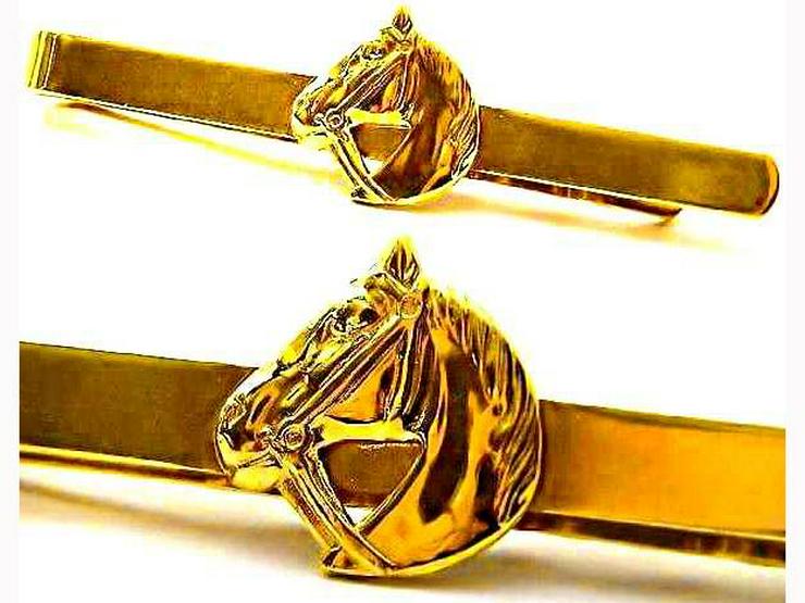 Bild 1: Krawatten Nadel Motiv PFERD Krawattennadel vergoldet