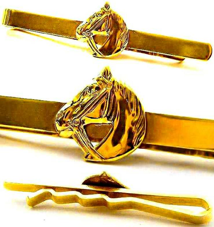 Bild 2: Krawatten Nadel Motiv PFERD Krawattennadel vergoldet