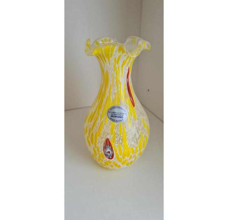 Kleine Blumenvase Gelb/Rot Murano Glas