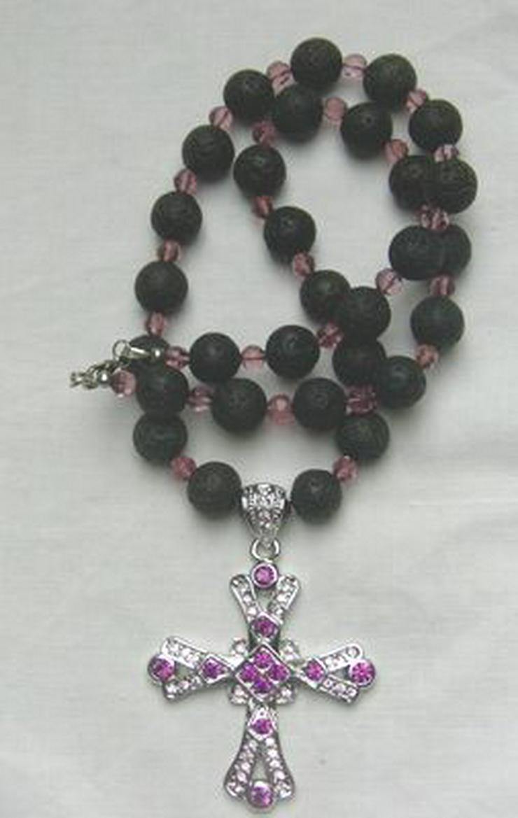 Bild 4: Silberschmuck, Halskette, Lava, Kristall, Kreuzanhänger