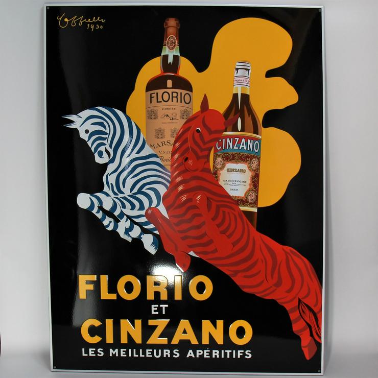 Bild 1: XXL EMAILLESCHILD FLORIO CINZANO 120 cm x 90 cm
