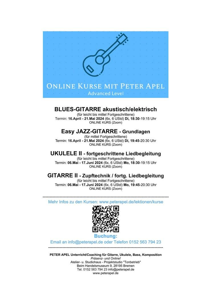 BLUES-GITARRE - akustisch/elektrisch // Kurs-Start 16.April - Instrumente - Bild 5