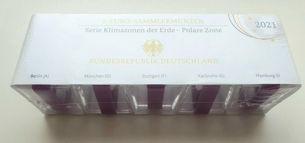5 x 5 Euro BRD 2021 "Polare Zone" m.Polymerring A-J PP, Neu, OVP 