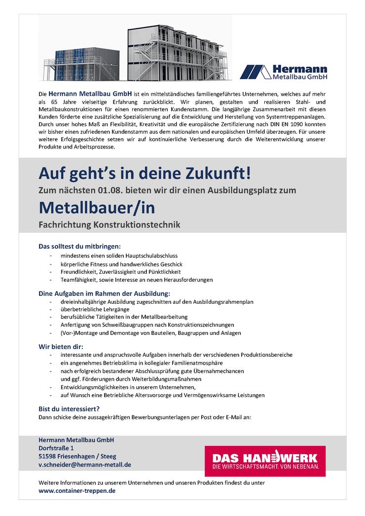  Ausbildung im Handwerk - Lehre Metallbau Stahlbau - m/w/d - Maschinen, KFZ & Metall - Bild 4