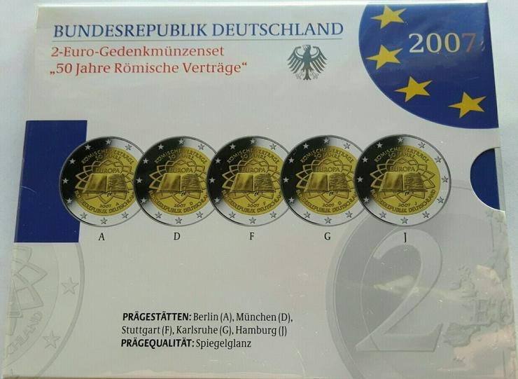 5 x 2 Euro BRD 2007 "50 Jahre Römische Verträge" PP, Neu, OVP - Münzen - Bild 1