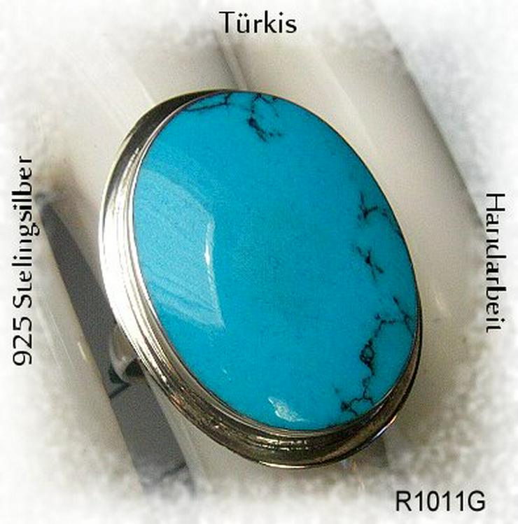 Ring 925 Silber, mit gefassten Türkisstein - Ringe - Bild 1