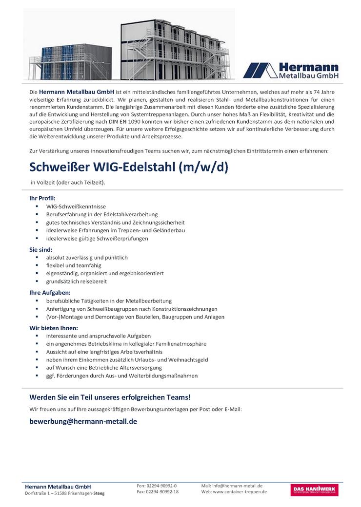 Schweißer WIG-Edelstahl (m/w/d) - Schlosser, Schweißer & Spengler - Bild 3