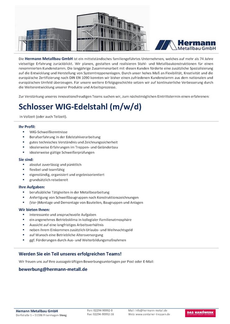 Schlosser WIG-Edelstahl (m/w/d) - Schlosser, Schweißer & Spengler - Bild 2