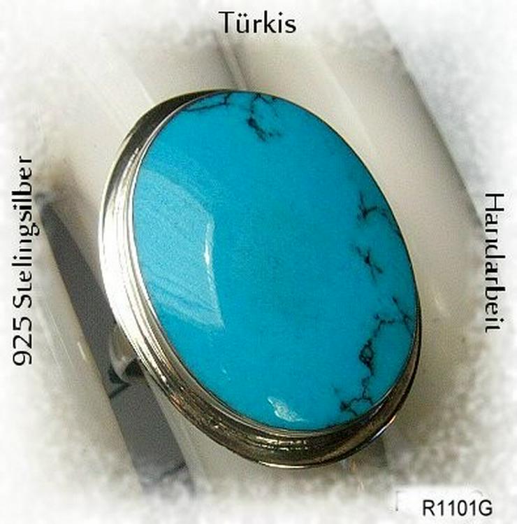 Ring, 925 Silber mit großen Türkisstein - Ringe - Bild 5