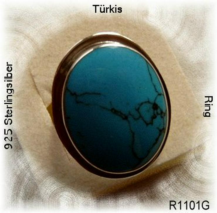 Ring, 925 Silber mit großen Türkisstein - Ringe - Bild 4
