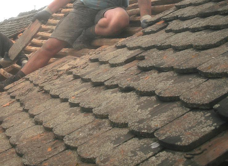 Alt historisch Biberschwanz Dachziegel shabby chic Schindel gebraucht ReUse Tonziegeln Dachdeckung - Dach - Bild 5