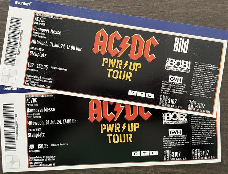 2 Tickets AC/DC – PWR UP TOUR, 31.07.2024, Hannover, unter Originalpreis - Konzerte - Bild 1