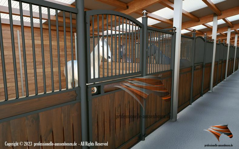 Bild 13: Boxenstall komplett - Frontwände, Trennwände & Pferdeboxen kaufen, Stallboxen - Top Pferdestall bauen / Stallbau
