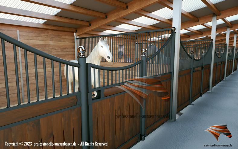 Bild 12: Boxenstall komplett - Frontwände, Trennwände & Pferdeboxen kaufen, Stallboxen - Top Pferdestall bauen / Stallbau