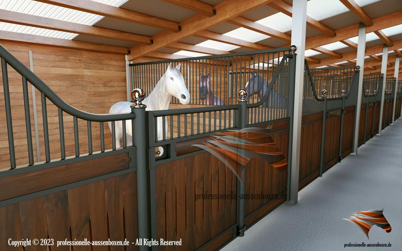 Bild 14: Boxenstall komplett - Frontwände, Trennwände & Pferdeboxen kaufen, Stallboxen - Top Pferdestall bauen / Stallbau