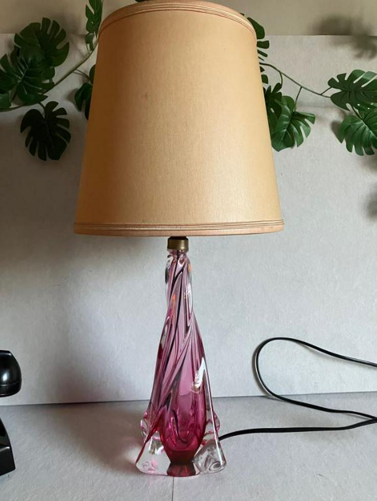 Val Saint Lambert Tischlampe (Kristall, pink) - Tischleuchten - Bild 1