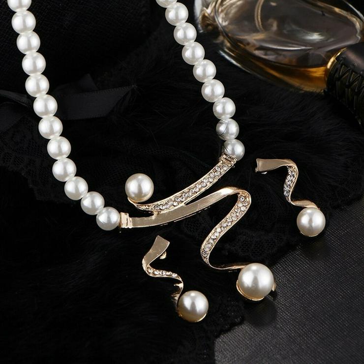 Bild 4: 3-teiliges Schmuckset bestehend aus Perlenkette + 2 Ohrhänger mit Perlen NEU
