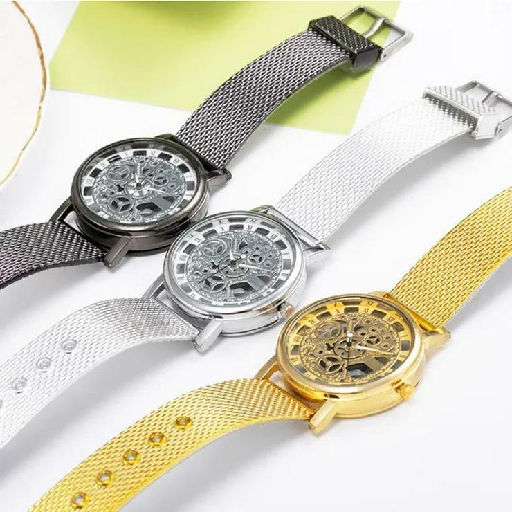 Herren Skelett Uhr aus 3 Farben wählbar schwarz-silber-gold NEU - Herren Armbanduhren - Bild 1