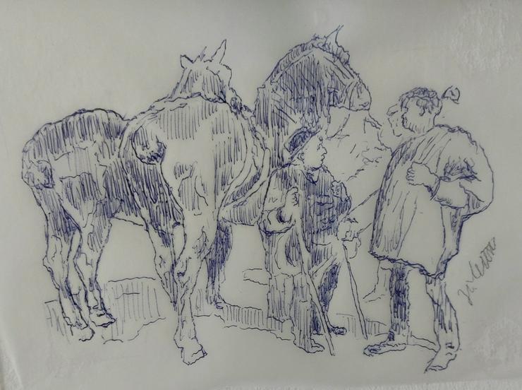 Pferdehandel anno dazumal - Gemälde & Zeichnungen - Bild 1